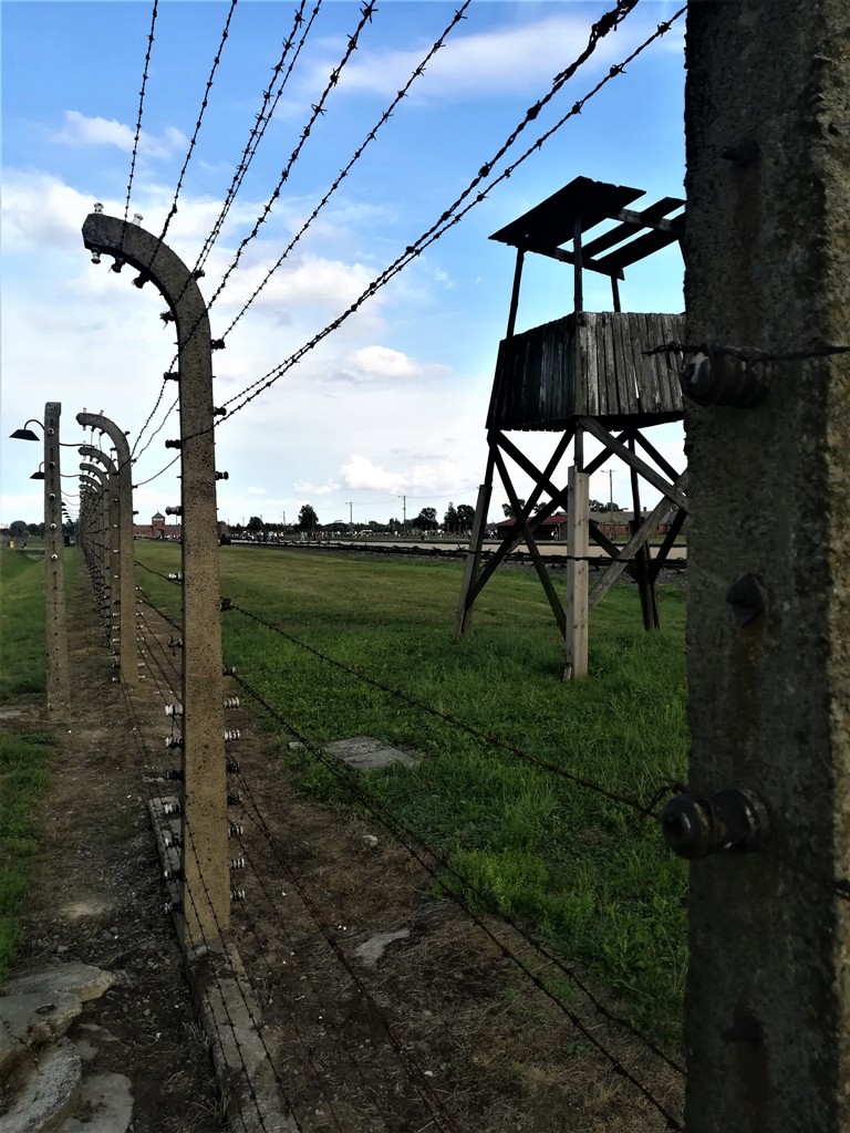 Der Hochspannungszaun auf dem Gelände des ehemanligen KZ Auschwitz. © René Wennmacher